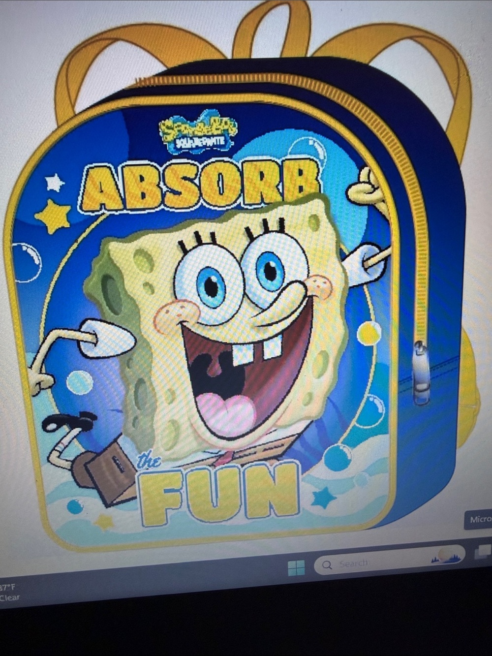 SpongeBob SquarePants Blue and Yellow Kids Backpack